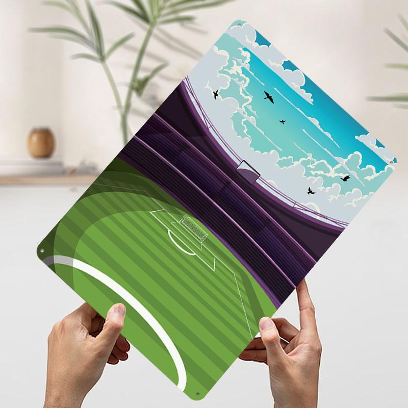 Football Stadium Printed Poster Customized Wall Art Retro Vintage Metal Tin Signs for Room Bedroom Decoration Aesthetic House
