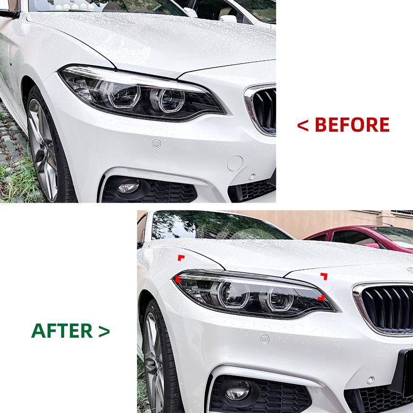 Carbon Fiber Headlight Eyebrow For BMW 2 Series F22 F23 2015-2019 Front Head Light Lamp Cover Trim Headlamp Eyelid Sticker