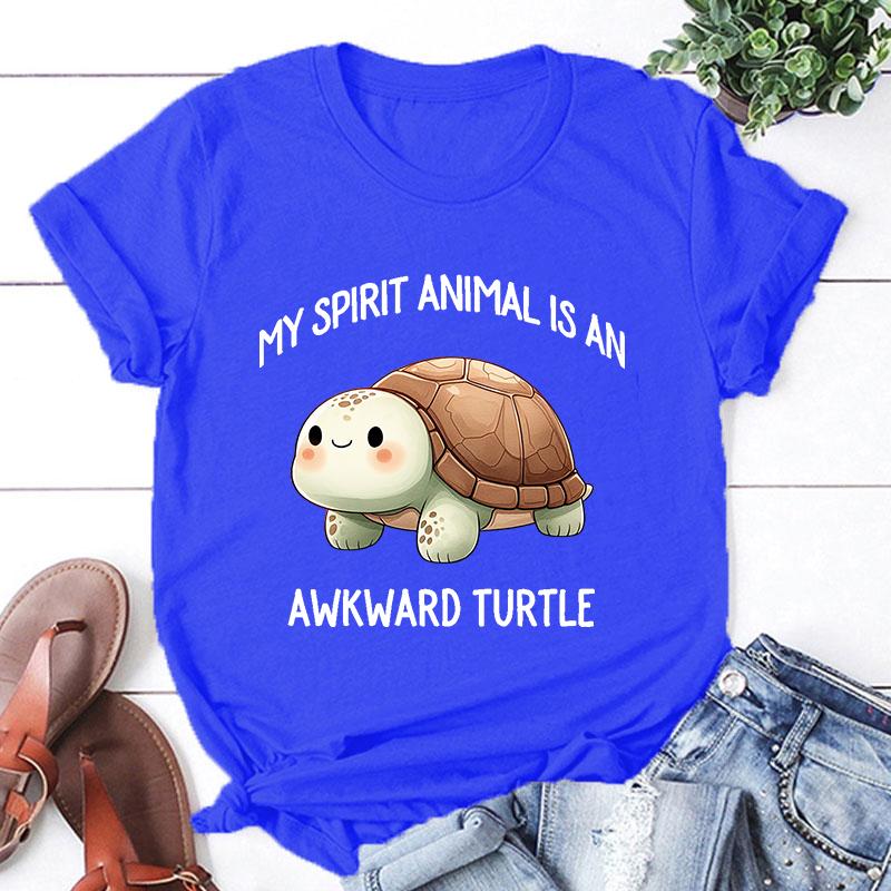 Мое тотемное животное - неуклюжая черепаха. Принтованная футболка. Мужские/женские топы. Футболки. Летняя прохладная свободная с коротким рукавом.