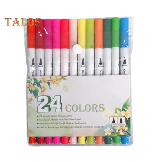 Набор цветных ручек для граффити, цветные контурные ручки, двухсторонняя кисть и тонкие маркеры для письма, раскрашивания в стиле скрапбукинга