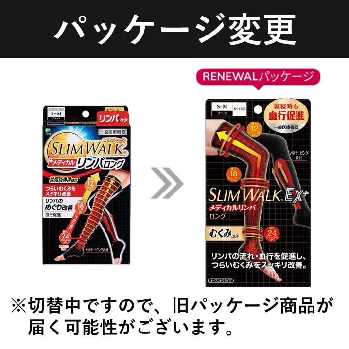 Compression Socks Slim Walk Medical Lymph Socks Long No Toes Black Compression Swelling S-M