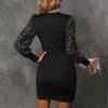 Женские новые весенне-летние облегающие сексуальные кружевные платья с длинными рукавами