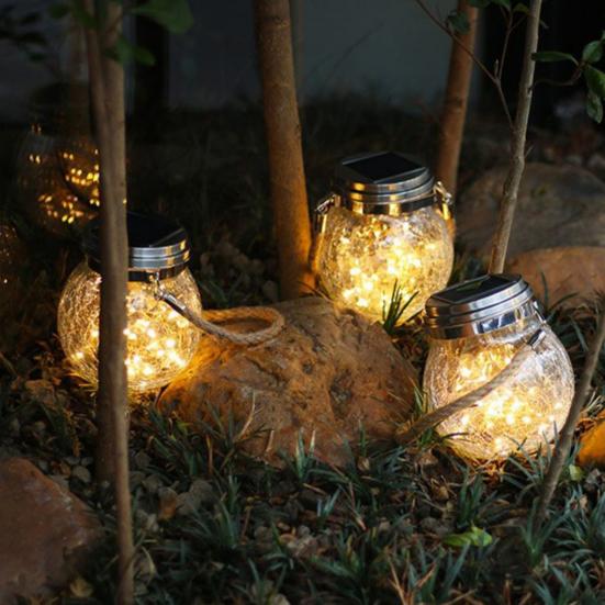 Solar Crack Light with Lanyard Automatic On/Off Waterproof Easy Installation Decorative Lighting Outdoor Hanging Lamp