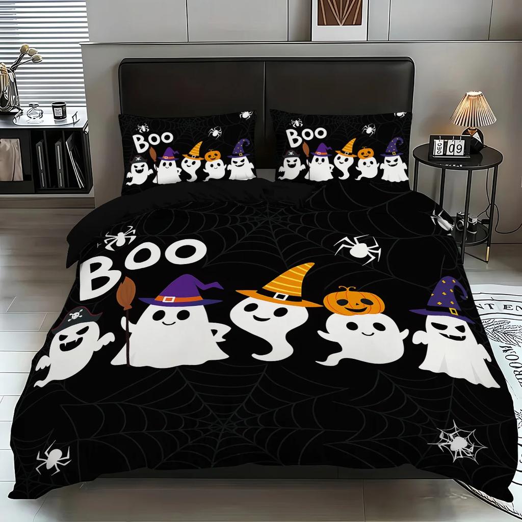 Halowen cute ghost duvet covers,3D Printed duvet cover pilowcases, Soft plus comfortable beding set, machine washable