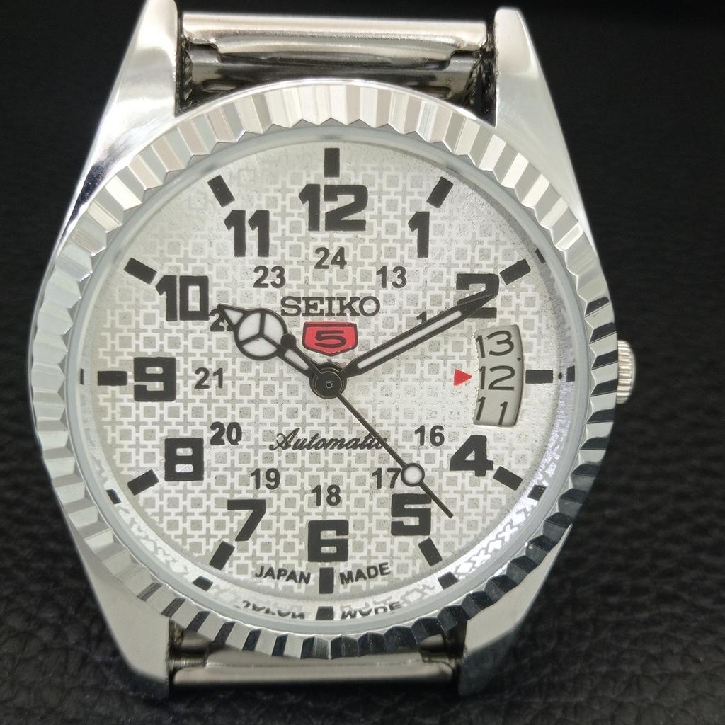 ВИНТАЖНЫЕ ОТРЕМОНТИРОВАННЫЕ МУЖСКИЕ АВТОМАТИЧЕСКИЕ ЧАСЫ SEIKO 5 ЯПОНИЯ СЕРЕБРЯНЫЙ ЦИФЕРБЛАТ a443989-1