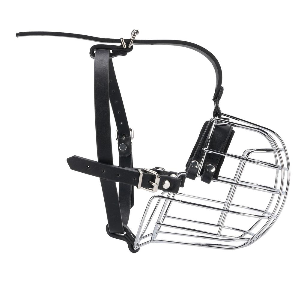 Намордники для собак для предотвращения укусов Металлический проволочный намордник-сетка для рта собаки с ремешками из ПУ кожи Дышащий безопасный намордник-клетка для