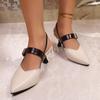 Удобные Универсальные Босоножки на Среднем Каблуке Женские Босоножки с Острым Носком на Высоком Блочном Каблуке Однотонные Туфли-слингбэки