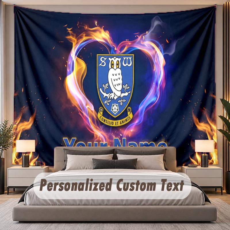 Custom Name Text Tapestry Sheffield Wednesday FC Personalized Polyester Wall Tapestry For Bedroom And Room