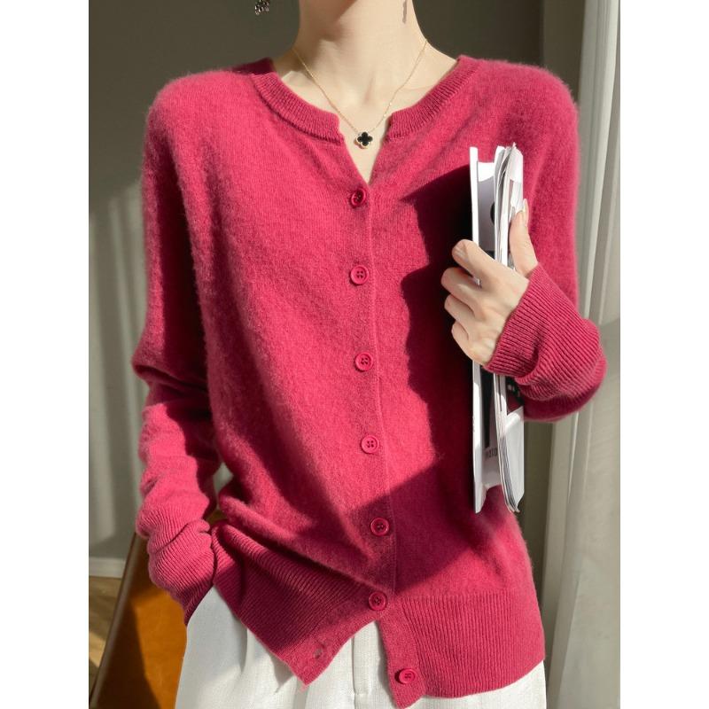 DAFIFY Women's Fashion Casual Fall Winter Solid Color Print Long Sleeve V-Neck Sweaters