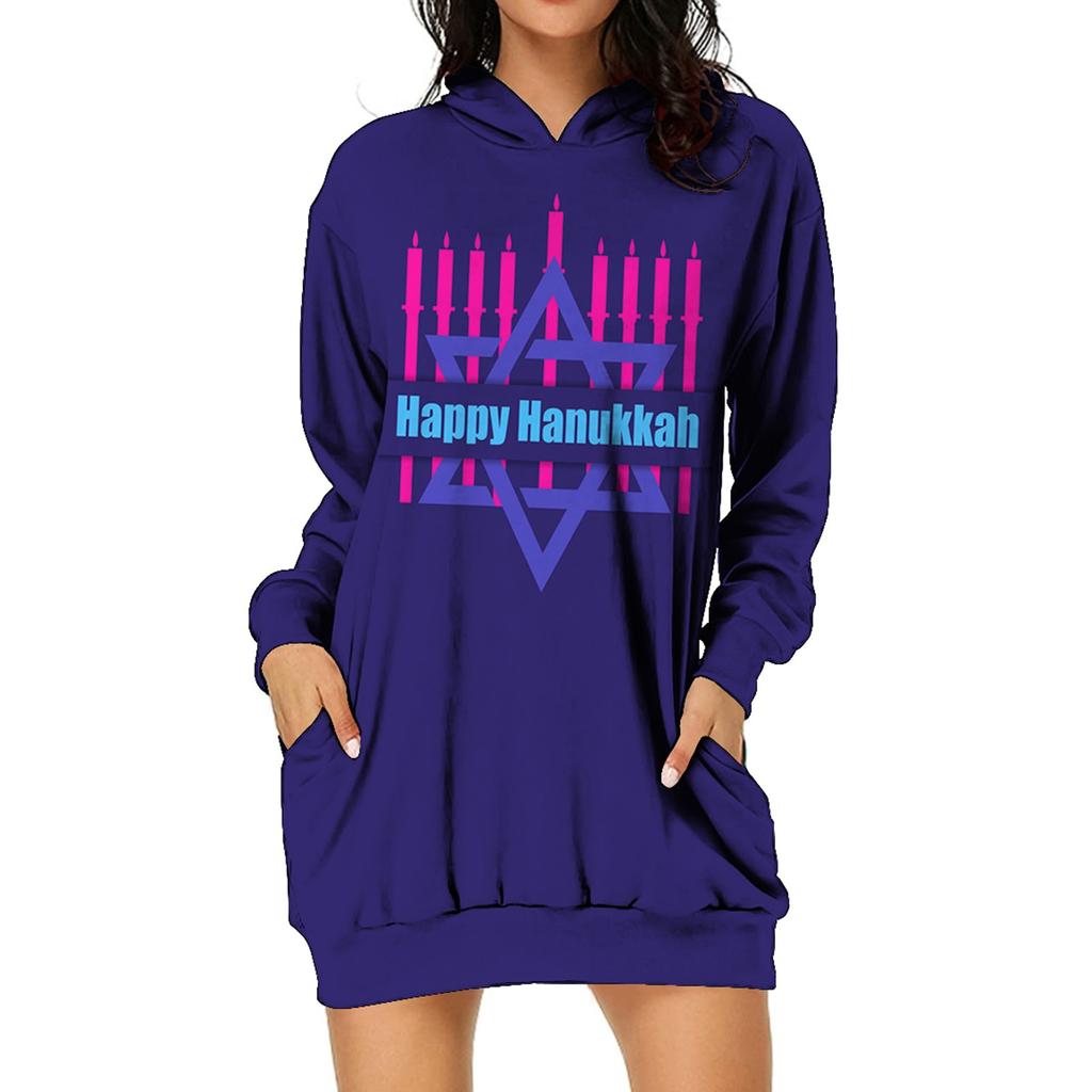 (радость выбирать)Женский повседневный пуловер с принтом, толстовка с длинным рукавом, платье с капюшоном и карманом