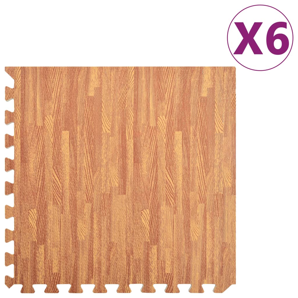 Floor Mats 6 pcs Wood Grain Pattern 2.16 m² EVA Foam