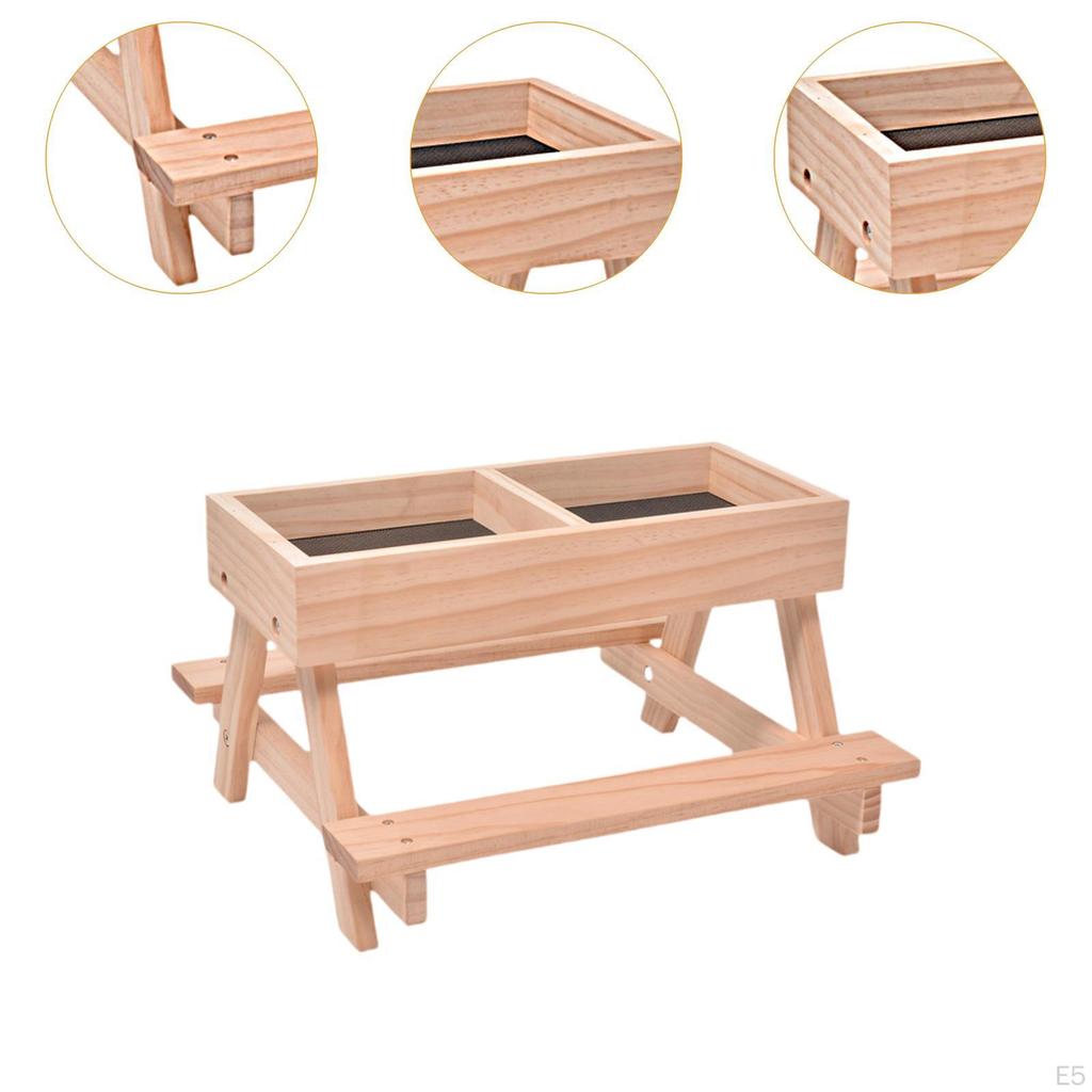 DIY Wooden Chicken Feeder Easy To Assemble Chipmunk Feeding Container Picnic Table No Waste