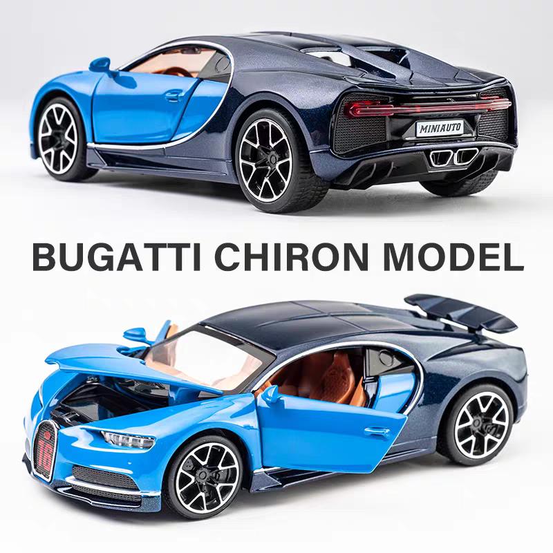 Bugatti Chiron Supersport Simulation Diecast & Toy Vehicles Sounds & Light Pull Back Car 1:32 Alloy Model Gifts For Children