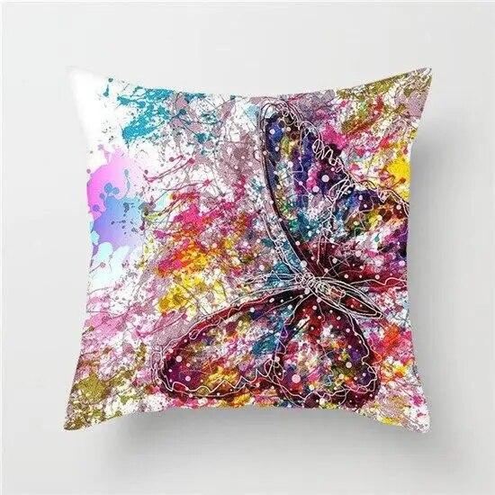 Colored Butterfly Animal Flower Cushion Cover for Home Living Room Sofa Chair Pillow Decoration Throw Pillow Cover