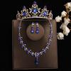 DIEZI Baroque Bridal Rhinestone Crown Tiaras For Women Wedding Princess Queen Blue Crystal Tiaras Necklace Earrings Jewelry Sets