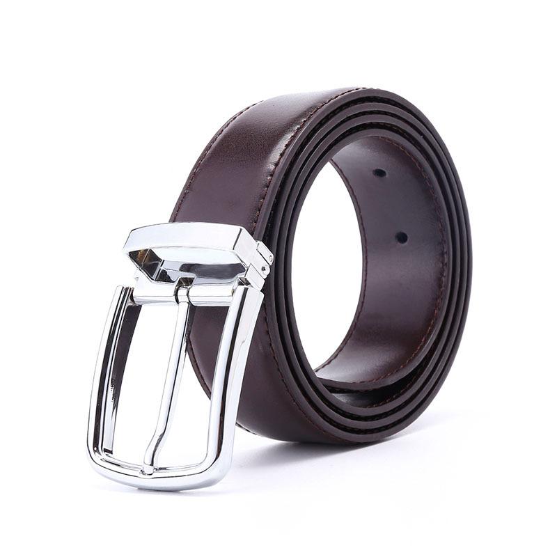 Ремень мужской ремень, двухслойный из коровьей кожи с пряжкой из цинкового сплава, повседневный мужской кожаный ремень