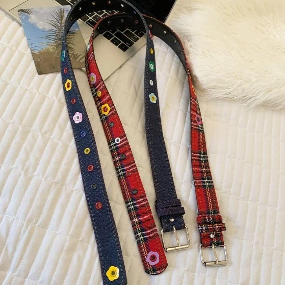 Adjustable Dopamine Flower Belt Y2k Women's Jeans Belt Pin Buckle Waistband for Pants