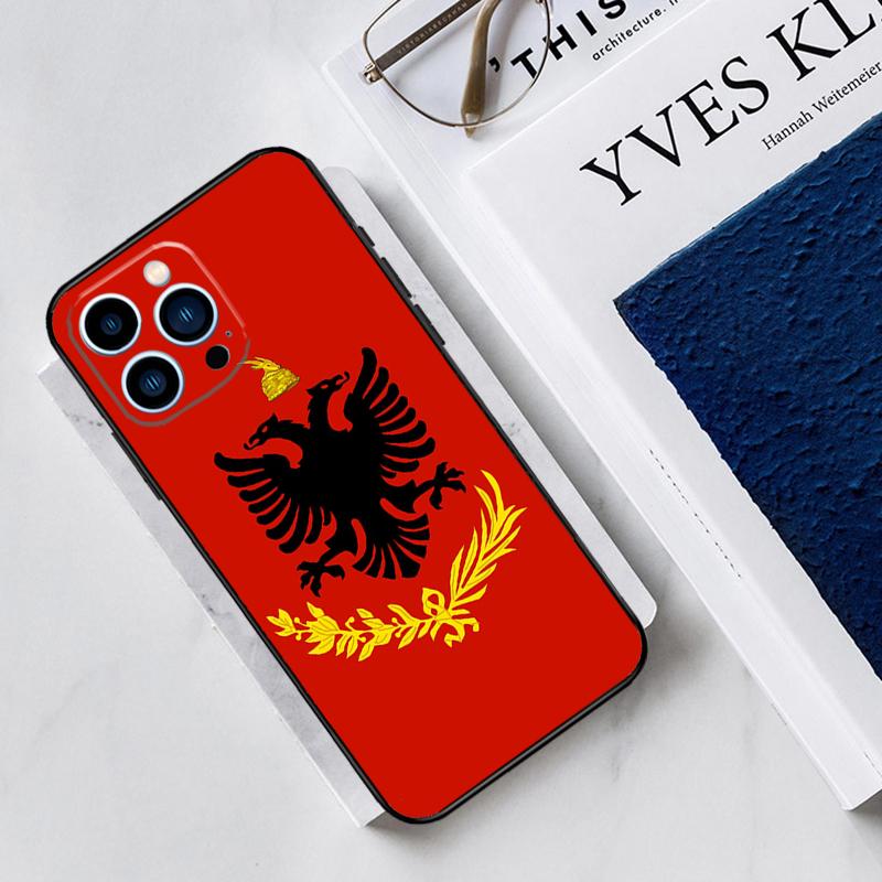 Albania Flag Eagle Case For iPhone 17 Air 15 14 13 12 11 16 Pro Max Mini 16 15 Plus 16e Funda Silicone Cover