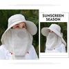 Women Sunscreen Hat Solid Color Large Brim Sun Hat for Face Protection