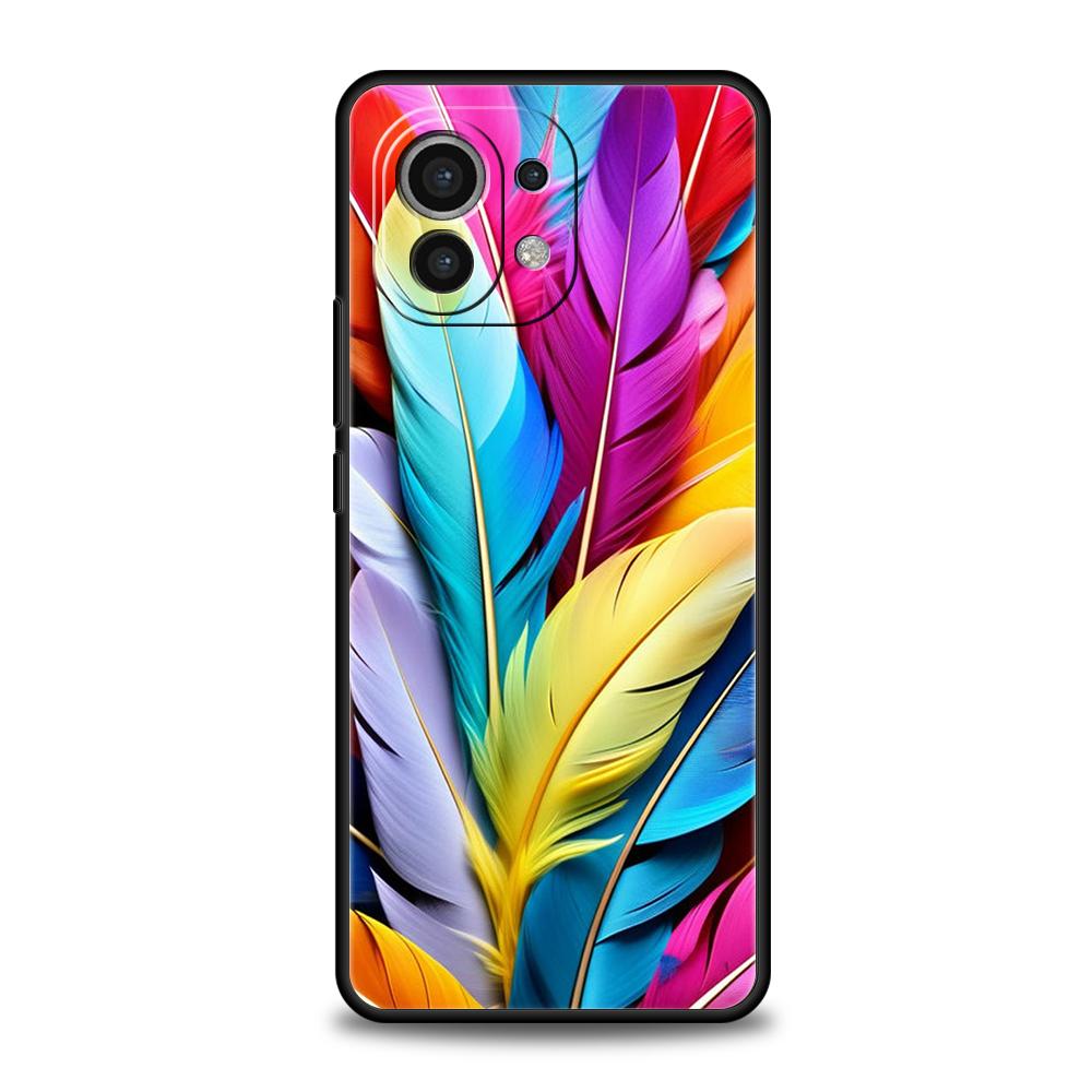 Чехол для телефона для Xiaomi Mi 15 14 13 12 11 Ultra 14T 13T 12T 11T 10T Pro Lite Мягкий ТПУ Чехлы Модный Градиентный Узор с Перьями