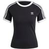 adidas Женская футболка с 3 полосками, приталенная, с рукавом реглан, черная меланж, IU2429