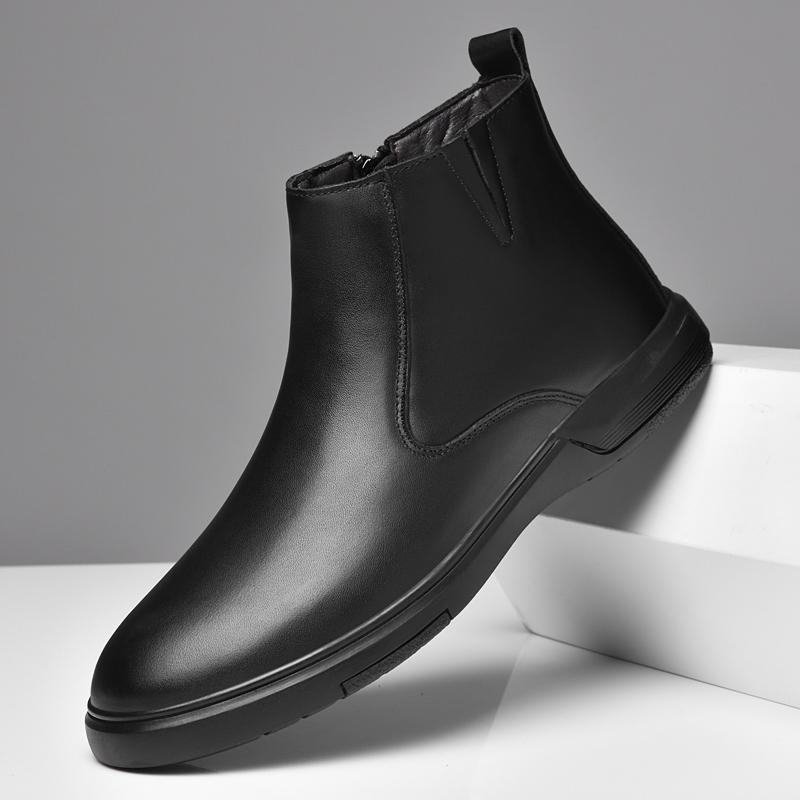 Осенне-зимние высокие ботинки из натуральной кожи, классические мужские ботинки челси, новая модная мужская обувь до щиколотки, универсальные деловые ботинки