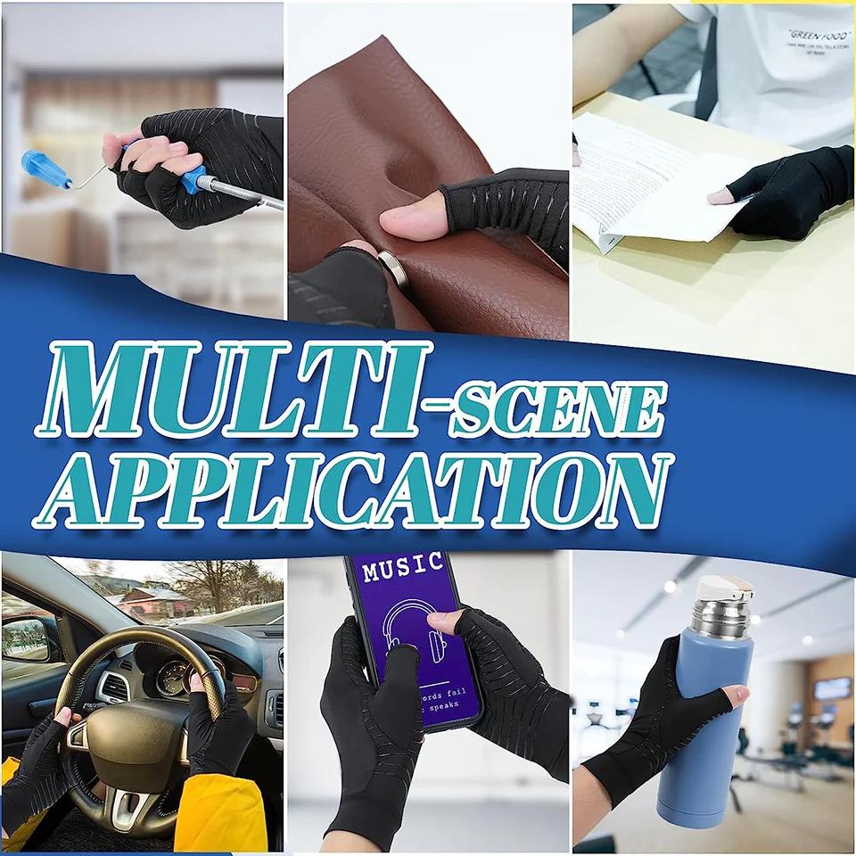 1 пара медных компрессионных перчаток от артрита без пальцев для запястного канала, СРП, ревматоидного тендинита, боли в руках, для работы на компьютере