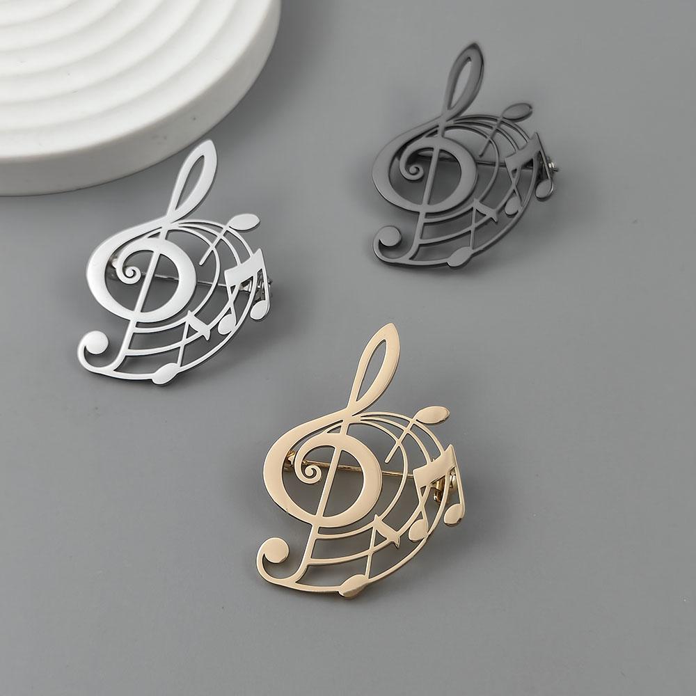 Musical symbol hollow gold-plated badge, women’s anti-exposure buttons, suit lapel pin, men’s collar brooch, couple accessories