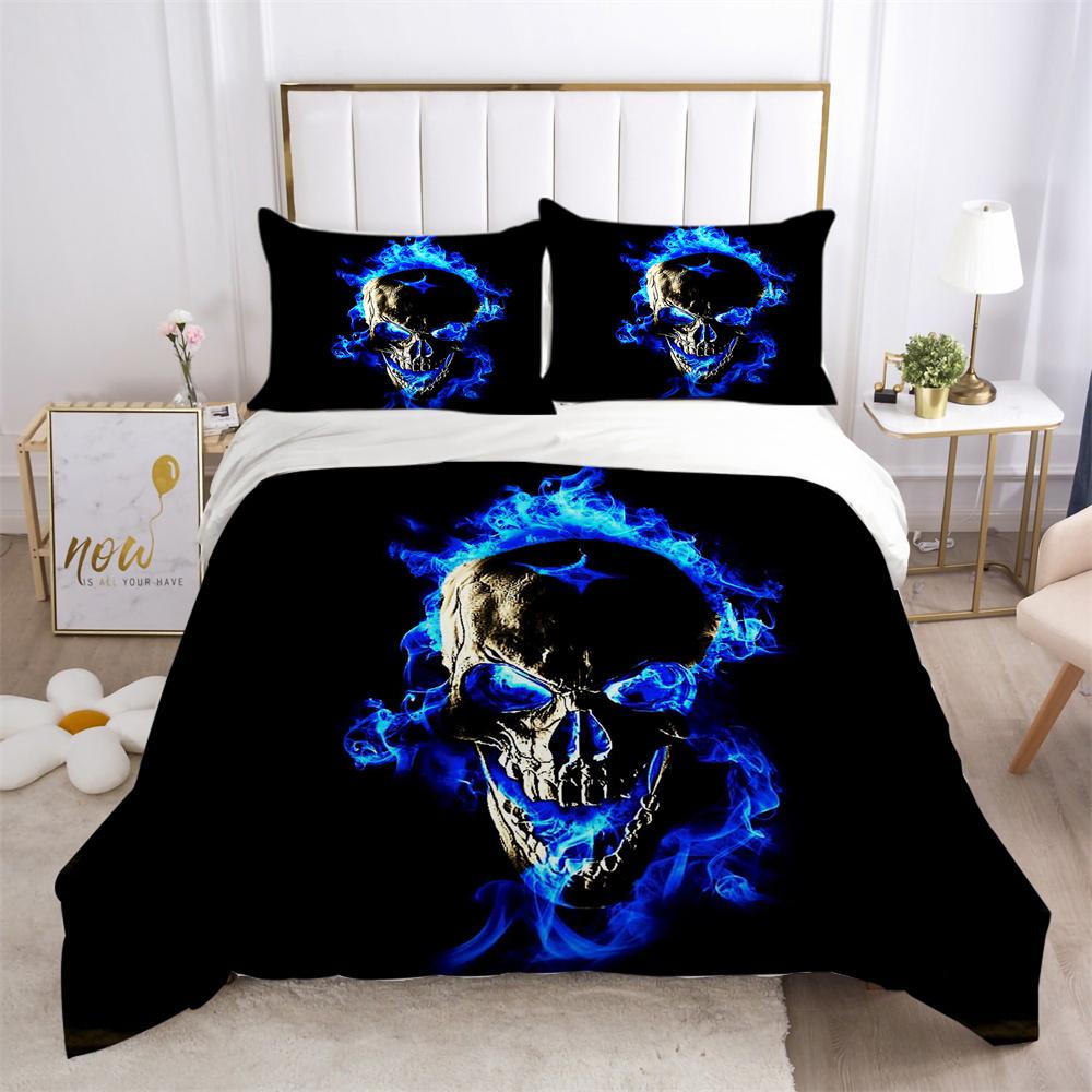 3D Skull Printing Bed Cover King Size Polyester Bed Clothes Design Soft High Ranking Home Bedclothes