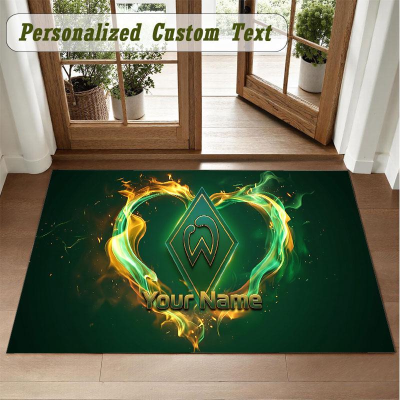 Crystal Velvet Square Rug Custom NameWerder Bremen FC Pattern Non Slip Home Floor Decor Rug