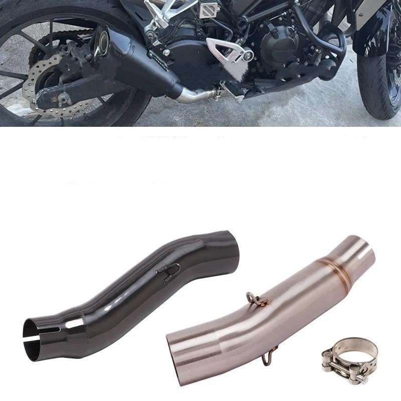 Motorcycle Exhaust Muffler CB250R CBR300 CB300 CB300R CB300F CB 250R 300R 2018-2022 Motorcycle Exhaust Pipe Moto Middle Link Pipe (Silver)