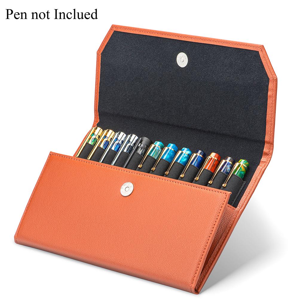 Asvine Fountain Pen Case 12 Grid Pen Storage Bag Genuine Leather Minimalist Waterproof Dustproof Case Stationery Protection Bag