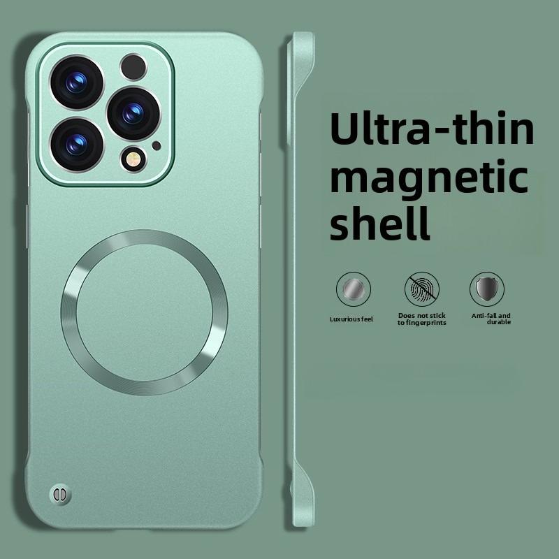 Безрамочный магнитный чехол для телефона для iPhone 17 Air 16 15 14 13 12 Pro Max Plus Для Magsafe Однотонный Жесткий ПК Задняя крышка