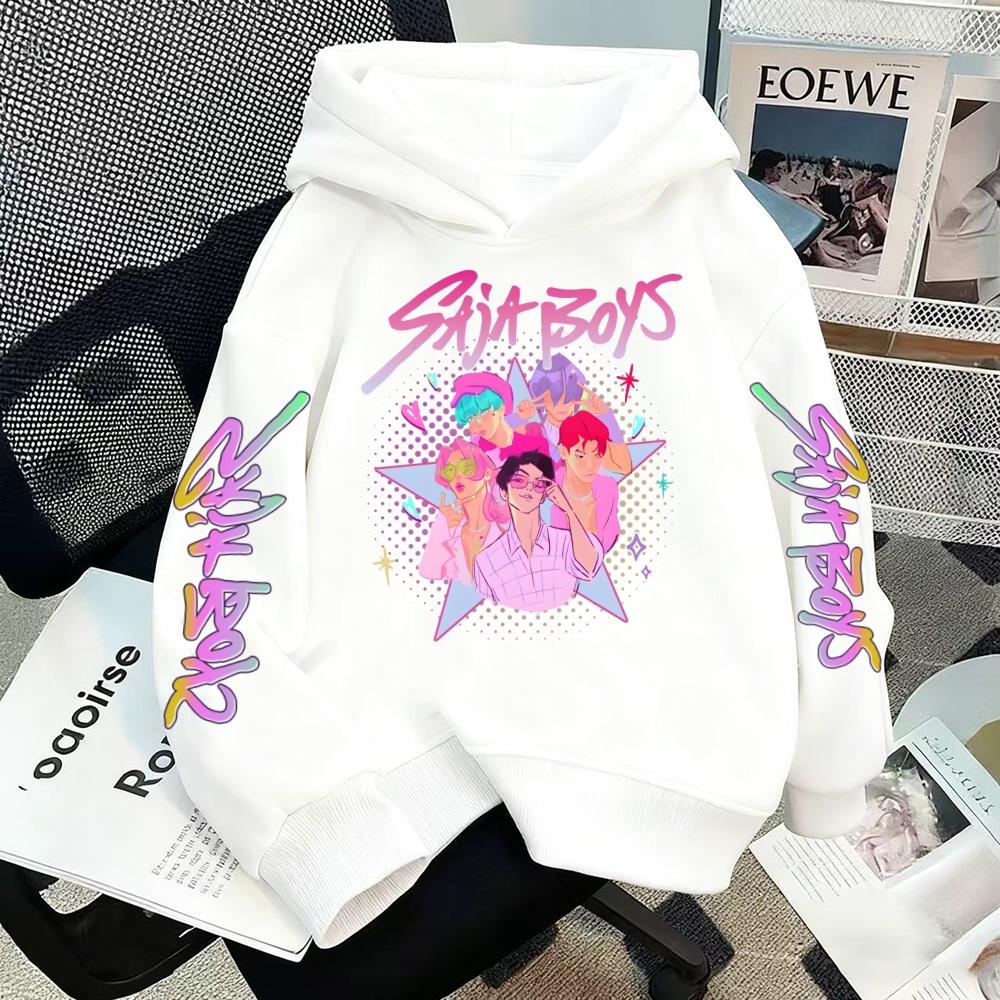 Korean K-Pop Demon Hunters Hoodie Girls Fashion Hip Hop Pullover Coats Top UNISEX Children Winter Warm Thicken Hooded Sweatshirt
