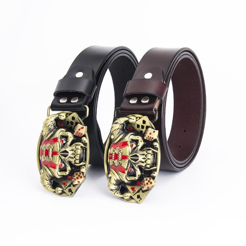 Cowhide Men's Belt - Personalized Barber Stylist Exclusive with Clown Skull Design