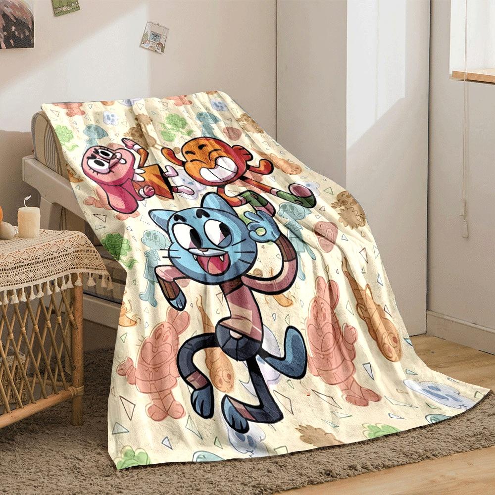 Cartoon characters on pastel background with small shapes and patterns. for all seasons blanket lunch break throw gift
