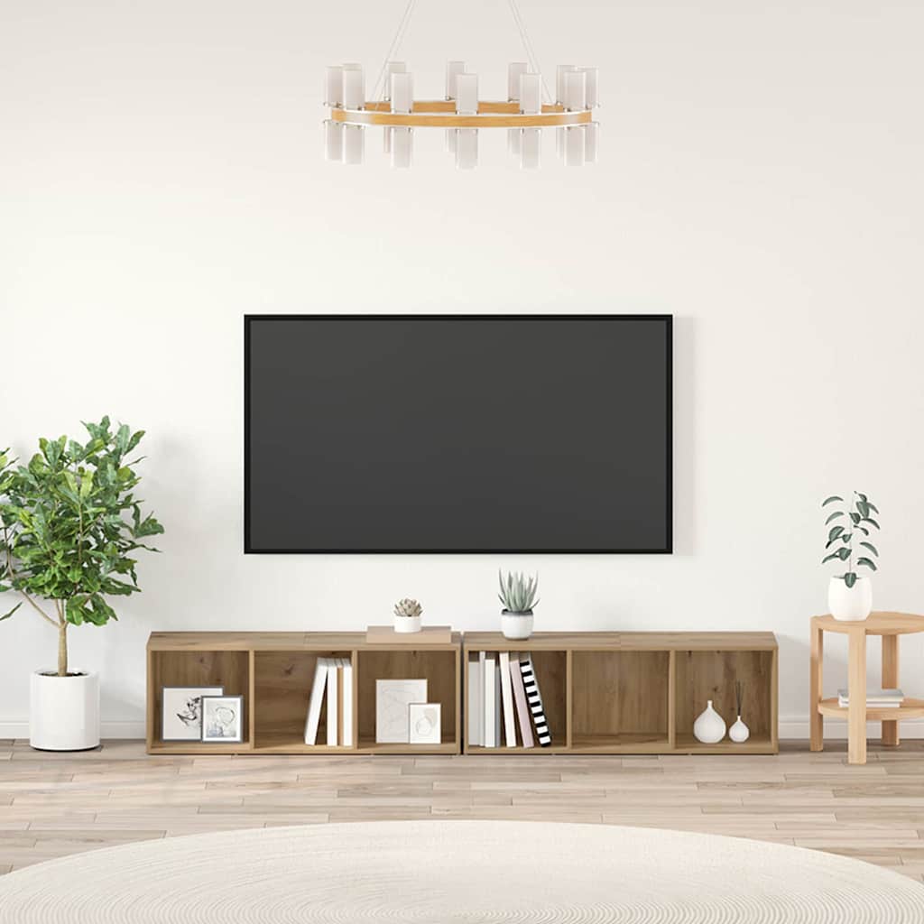 TV Cabinet Set 2 pcs Artisan Oak 37 x 35 x 107 cm Engineered Wood