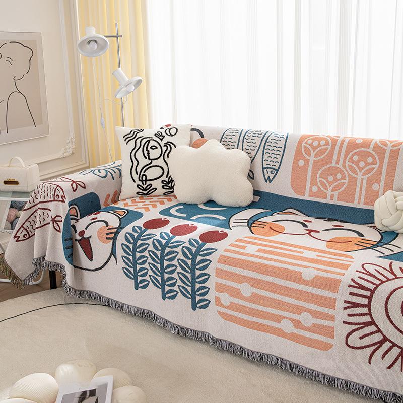 Чехол для дивана, полотенце, высококачественная нескользящая подушка, всеобъемлющий универсальный чехол, чехол для дивана с изображением мультфильма, хлопковое одеяло
