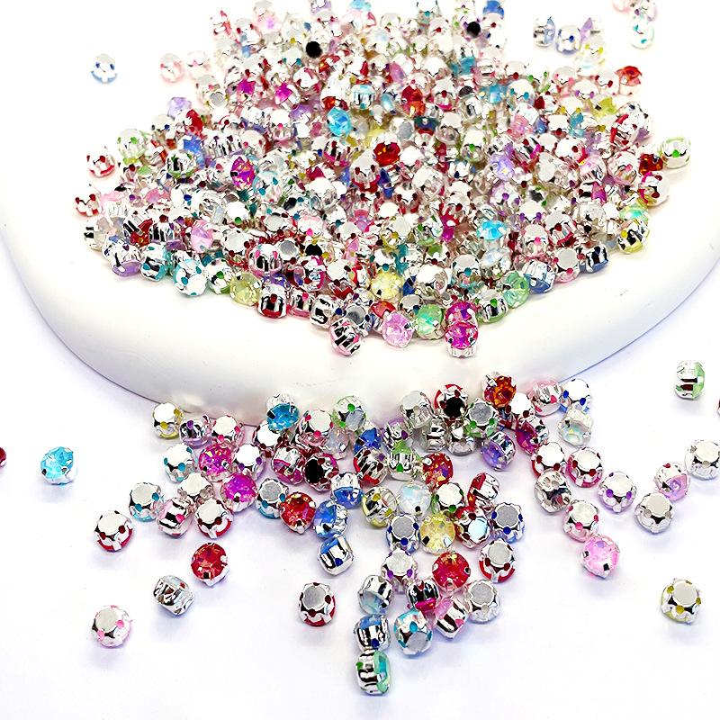 Glass Four Claw Single Claw Drill Mocha Protein Hand-sewn Rhinestone Handmade DIY Wedding Shoes Bags Apparel Accessories Rhinestone Sew On Beads