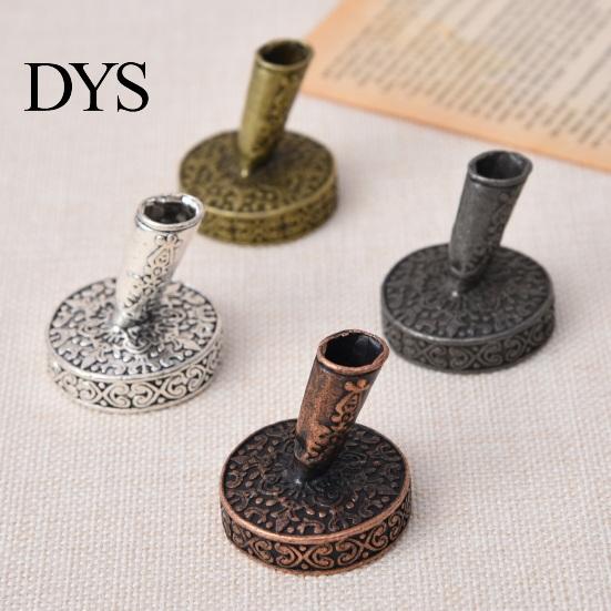 Decorative Metal Pen Socket Vintage Round Holder, Durable Exquisite Carved Desktop Ornament, Calligraphy Base Dip Pens And Quill Supply, for