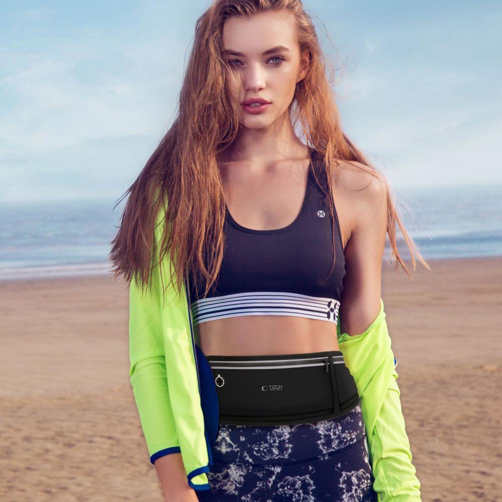 Waterproof sports waist bag for running - black