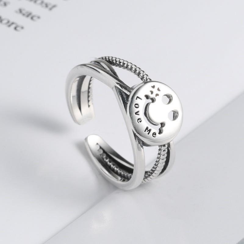 Style Smiling Face Goodluck Ring Female Ins Fashion Versatile Index Finger Open Ring Ring Trend