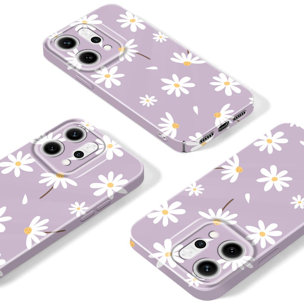 Простой чехол для телефона с ромашками для OPPO Reno 14 14F 13 13F 12 12F 11 11F 10 8 8Z 8T 7 7Z Pro 4G 5G Пленка Жесткий чехол