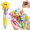 4Pcs Christmas Ballpoint Pens with Fun Toppers 4 Colors Click Pen Retractable Writing Pens for School Supplies Students Rewards