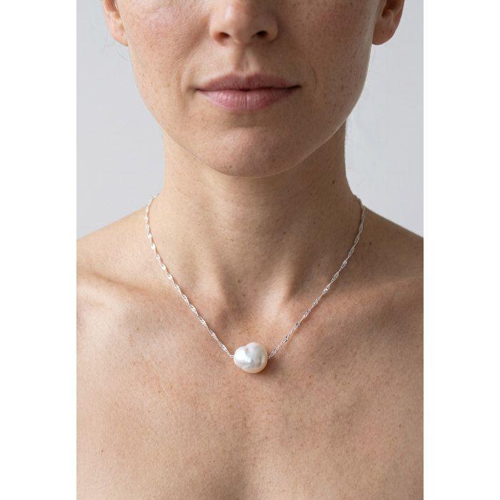 Collier - Pearls & Colors - Perle de Culture d'Eau Douce 10-11 mm Baroque - Perle Blanche - Argent 925 - Qualité AAA+ - Femme