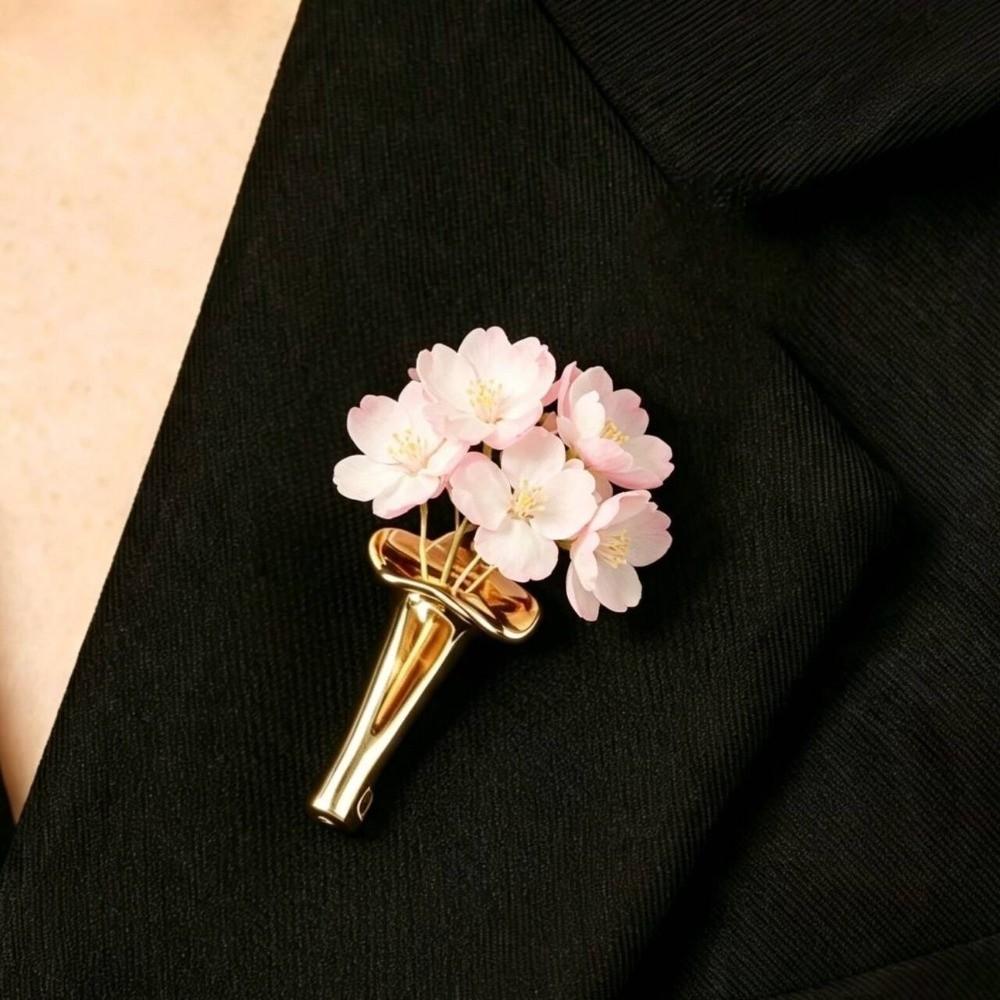 Hollow Design Lapel Pin Creative Flower-Insertable Brooch Vintage Vase Brooch Coat Decor