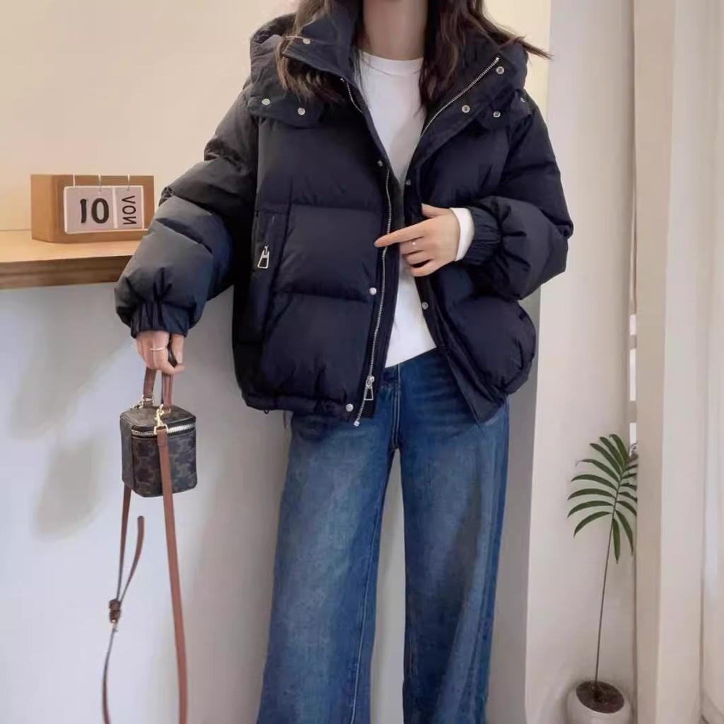 Пуховик женский короткий большого размера свободный хлопковый пуховик маленький человек с капюшоном теплый повседневный жакет