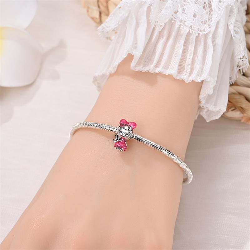 Новый продукт Медный цвет Розовая принцесса-хвостик Девушка Подвеска Подходит для браслета Пан Шарм Сделай сам Для женщин Ювелирные изделия Модный подарок