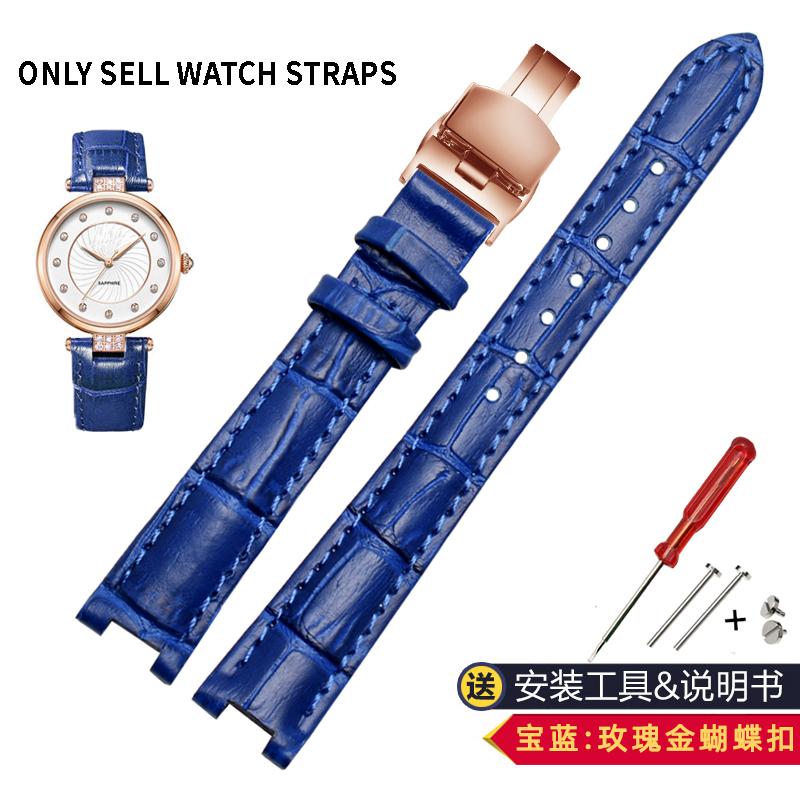 For Rossini 516752 616764 517784 5758G Notch Watch Chain Cowhide Leather Watchband Red Bracelet Men Women 14mm 16mm 18mm Strap