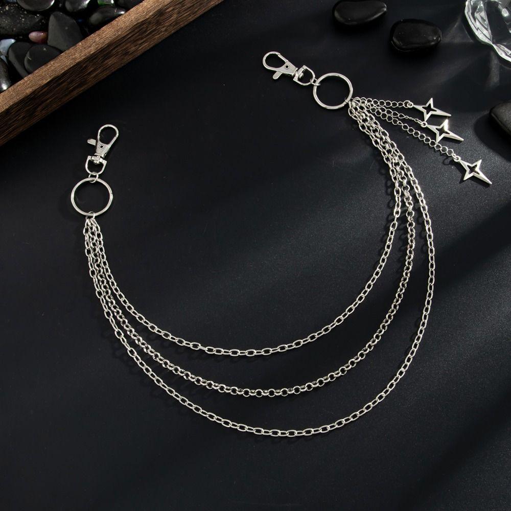 Zinc Zinc Zinc Alloy Star Pendant Pants Chain Pearl Metal Waist Chain Cool Bag Chain Male